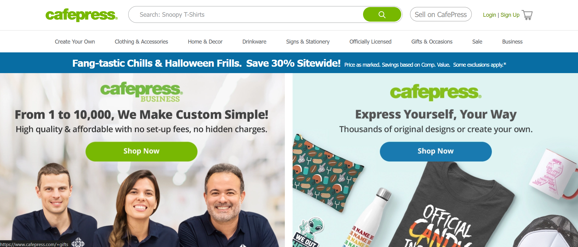 Cafepress screenshot