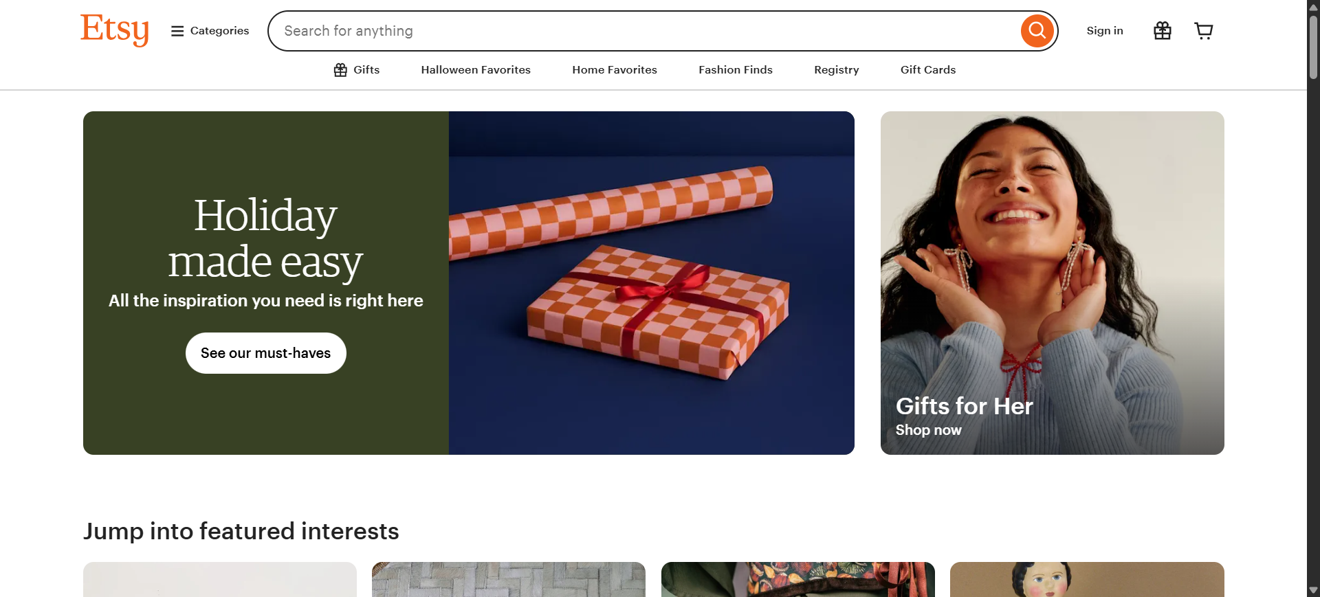 Etsy screenshot