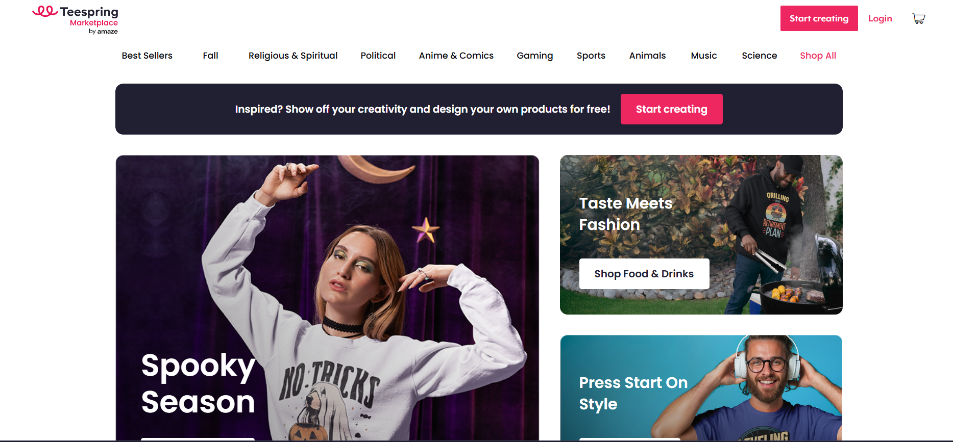 Teespring screenshot